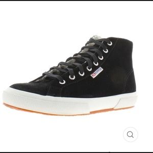 Black suede Superga high tops!